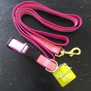 Up Country Gingham Nylon Dog Leash Pink 5-ft And Collar S New